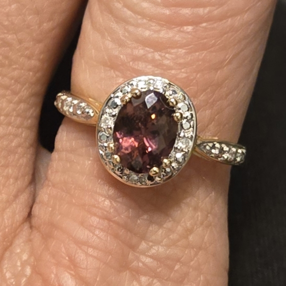 14KT Gold Rubellite & Diamond Ring